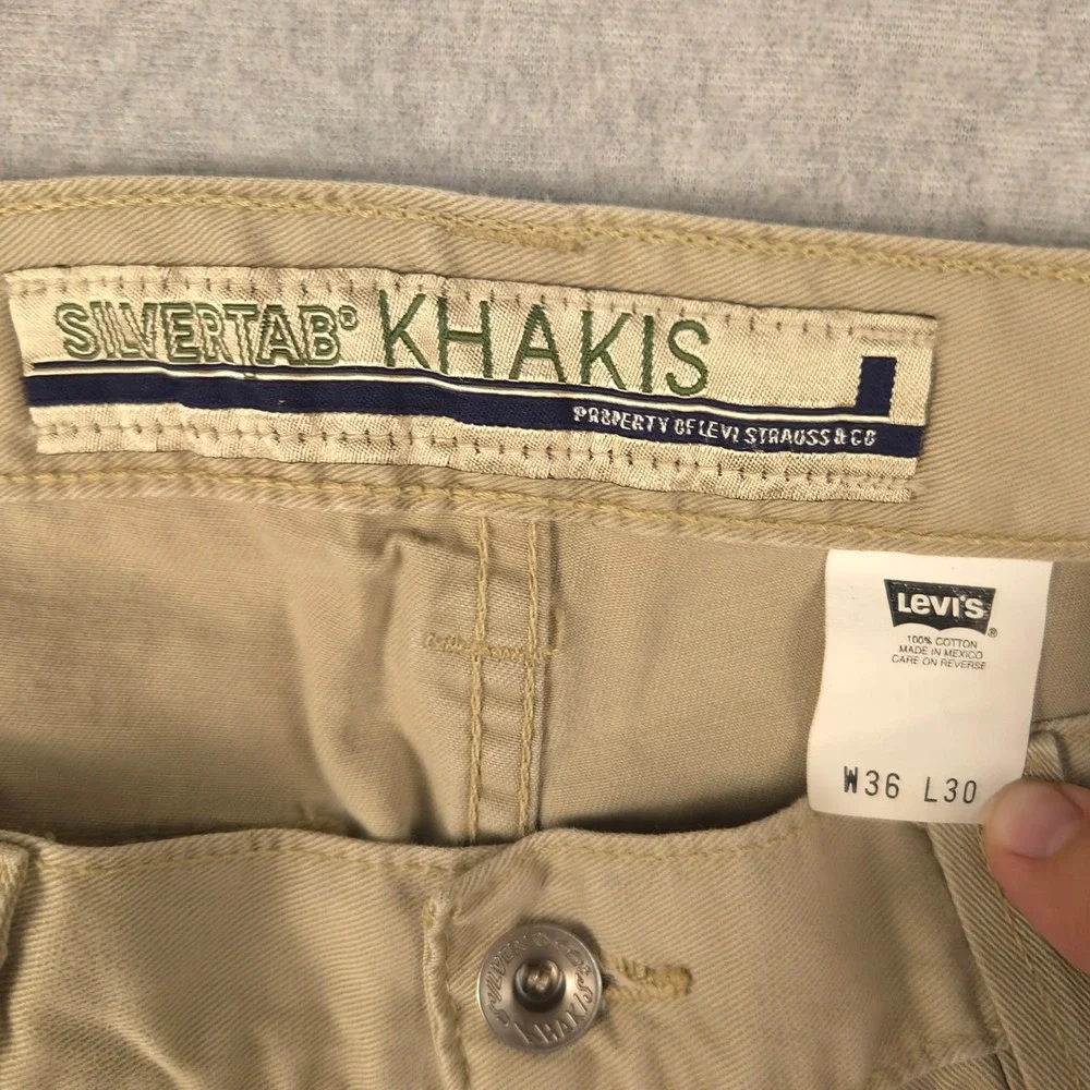 Levi's Silver Tab Khakis Beige Baggy Cargo Pants Mens W36 L30 Skater Relaxed Fit